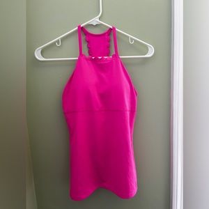 Pink high neck tennis tank